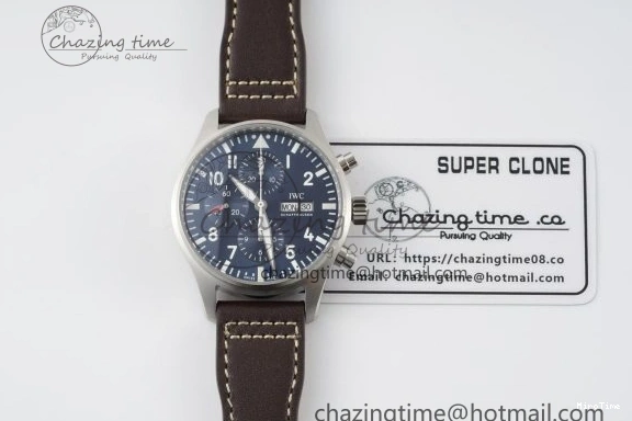 MIROTIME 0407 Pilot Chrono SS AZF 1:1 Best Edition Blue Dial on Brown Leather Strap A TimelessDesign 7060
